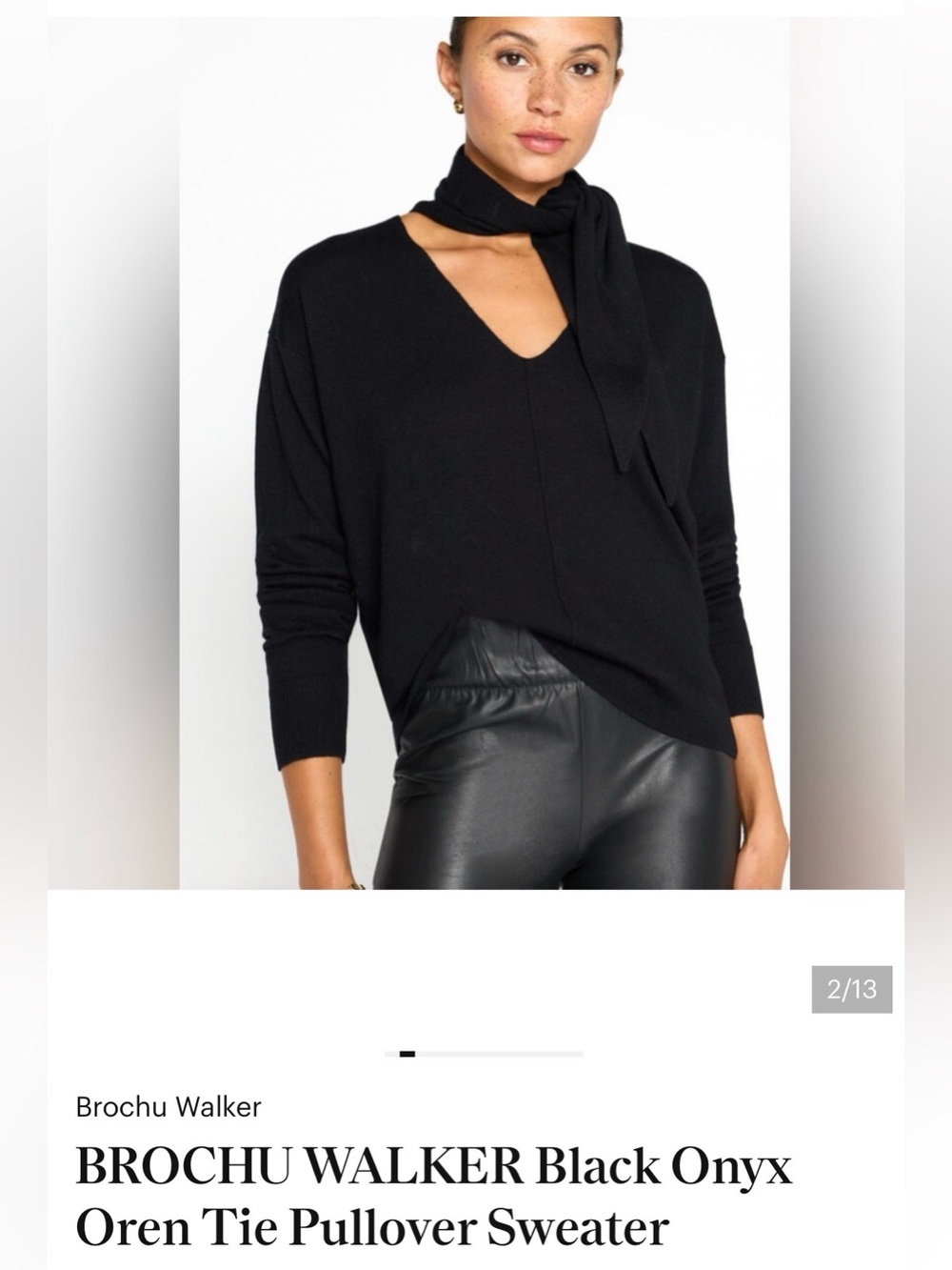 Brochu Walker Black Oren Tie V-Neck Pullover Sweater